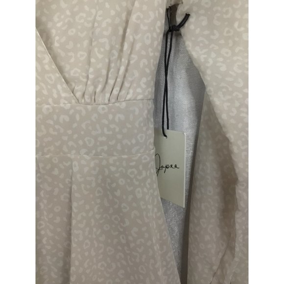 Japna Small A-Line Mini Dress Long Balloon Sleeve Layered Lined Tie Back V-Neck - Picture 8 of 12